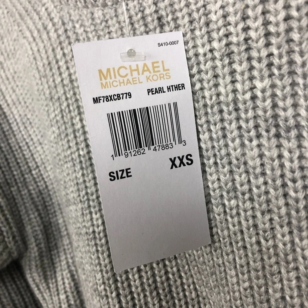 Michael Kors Ruffled Ribbed Sweater Dress Gray XXS
